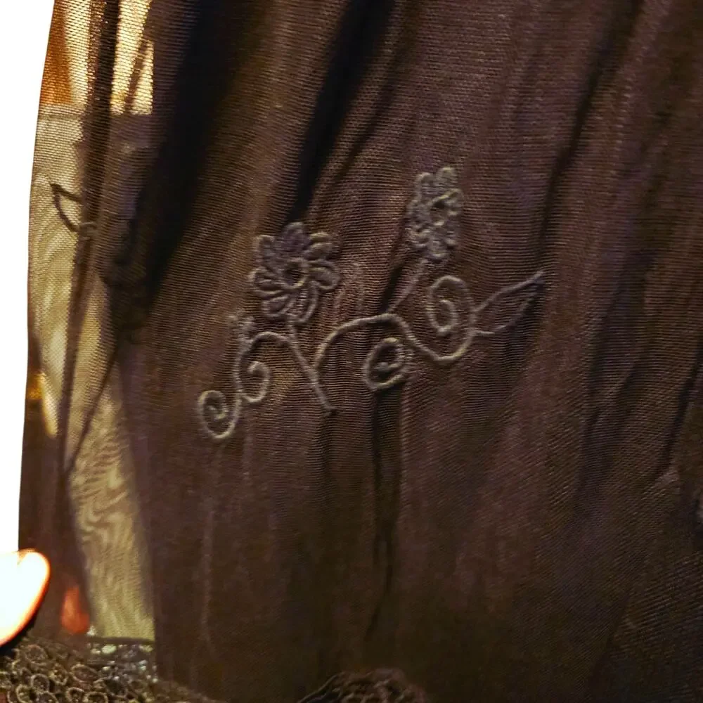 rancho Estancia black floral lace dark fairy whimsy goth dress size m - Picture 6 of 7
